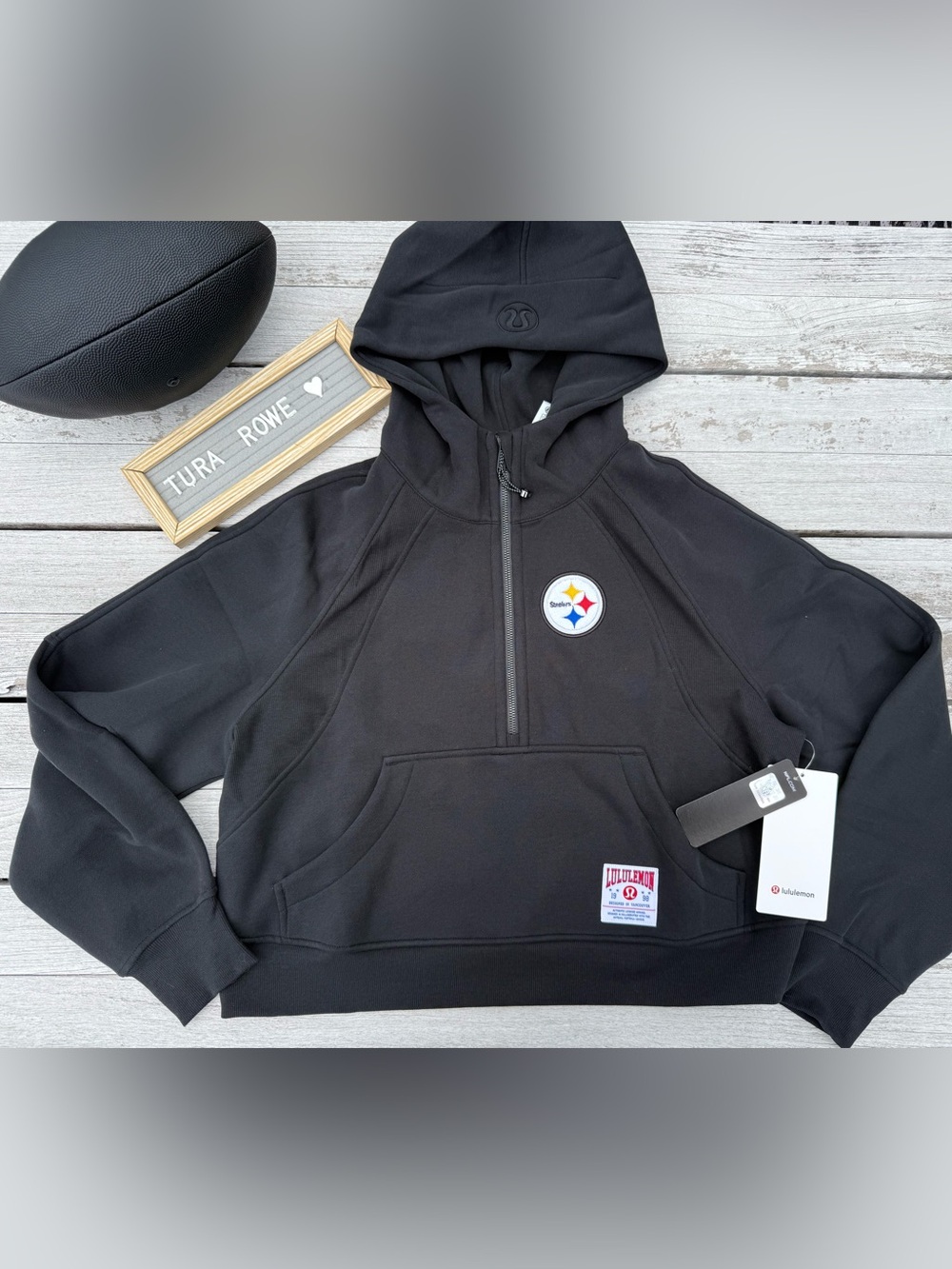 Lululemon x Pittsburgh Steelers Scuba Oversized Half-Zip Hoodie Black M/L NWT